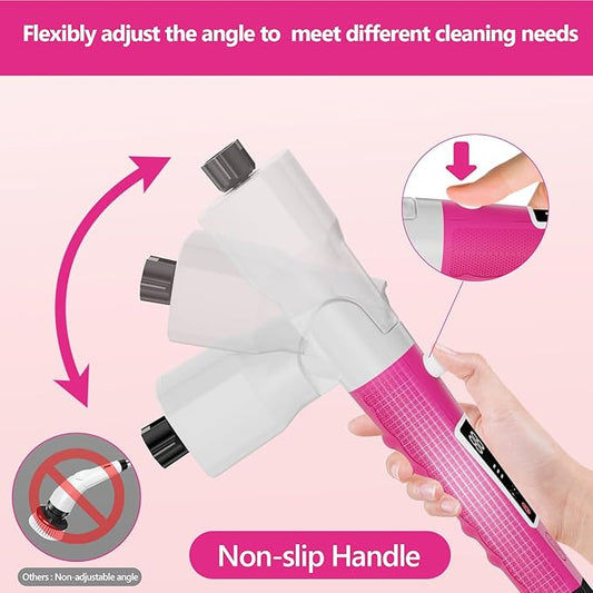 Electric Spin Scrubber,2026 New Adjustable Angle Cleaning Brush,IPX7 Waterproof Shower Scrubber with 3 Speed Settings,9 Brush Heads & Extendable Long Handle for Bathroom, Kitchen and Car Cleaning