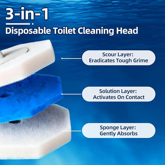 40 Count Toilet Cleaner Refill Pads Compatible with Clorox ToiletWand, High-Density Disposable Toilet Brush Refills for Powerful Scrubbing