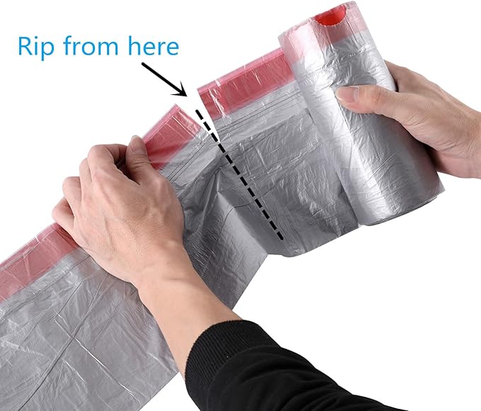Trashs Bag Drawstring Garbage Bags-Coocn Thicker Heavy Bathroom Trash can Liners for Bedroom Home Kitchen 50 Counts ,4-6 Gallon (Gray)