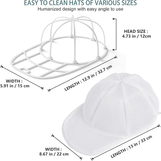 Eiito Hat Washer for Washing Machine,Hat Cleaner for Baseball Caps with Frame Cage and Mesh (1Pack white with mesh)