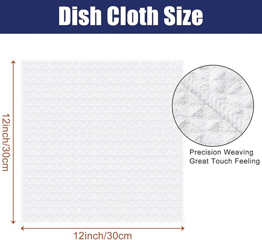 Homaxy Microfiber Waffle Weave Kitchen Dish Cloths, 12 x 12 Inch Ultra Absorbent and Solid Color Dish Towels for Kitchen Fast Drying Dishcloth for Washing Dishes, 8 Pack, White