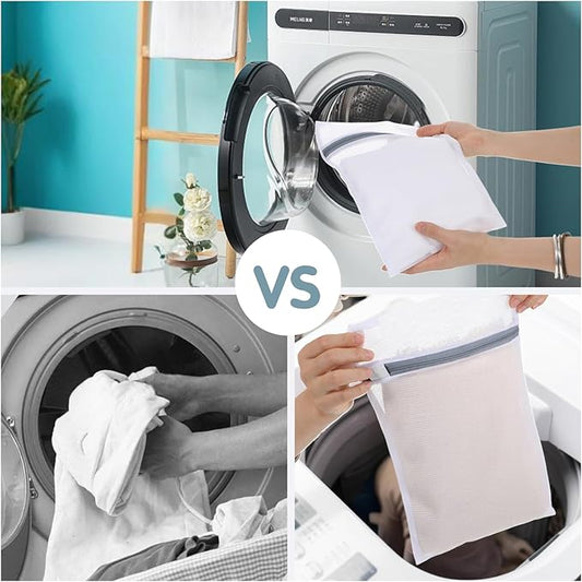 4PCS Laundry Mesh Wash Bags, Mesh Laundry Bags for Delicates, Lingerie Bag, Garment Bag for Washing Machine, Bras, Socks Grey (2 Medium, 2 Small)