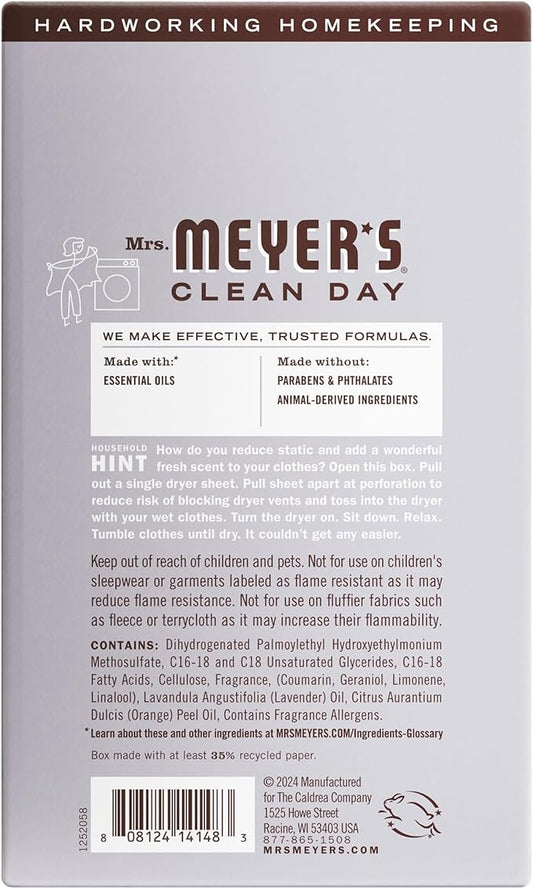 MRS. MEYER'S CLEAN DAY Dryer Sheets, Lavender, 80 ct