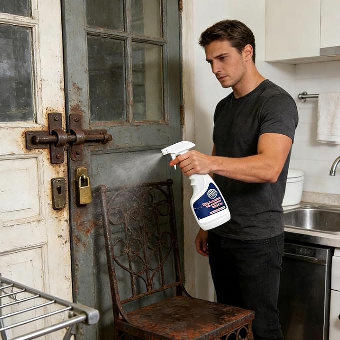 Rust Remover - Metal Cleaner | 237ML Rust Stain Eliminator For Steel Iron Aluminum, Car Bathroom Kitchen Oven Sink, Heavy Duty Solution, Easy Spray Application, Multi Use