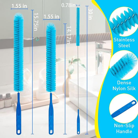 Dryer Vent Cleaner Kit,Dryer lint Brush 3Pack Home Improvement Essential Cleaning Tools, Up to 30 Inch Long Brush Cleaning Set,pet Hair Remover for Laundry,Drain Snake
