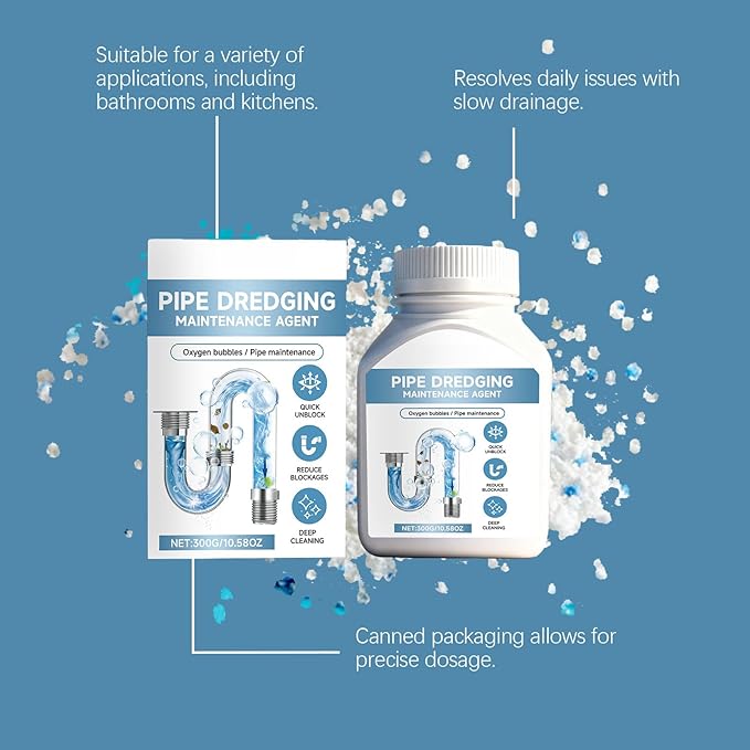 Drain Unblocker, Sink Unblocker, Toilet Cleaner, Fast-Acting Sink Toilet Drain Cleaner, Dissolves Hair Grease Soap Scum, Clog Remover & Pipe Deodorizer for Pipes Home Use (1PC)