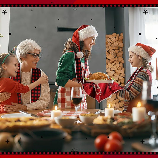 4 Pack Christmas Kitchen Towel Boa Scarf Dish Buffalo Plaid Decor 4 x 68 Inch for Holiday Cooking Baking Accessories