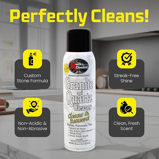 Rock Doctor Granite & Quartz Care Kit, 3 Piece Maintenance Stone Care Combo Kit – Cleans & Renews Marbel, Travertine, Tile and All Other Stone, Fresh, Pack of 3, 54.0 Ounce