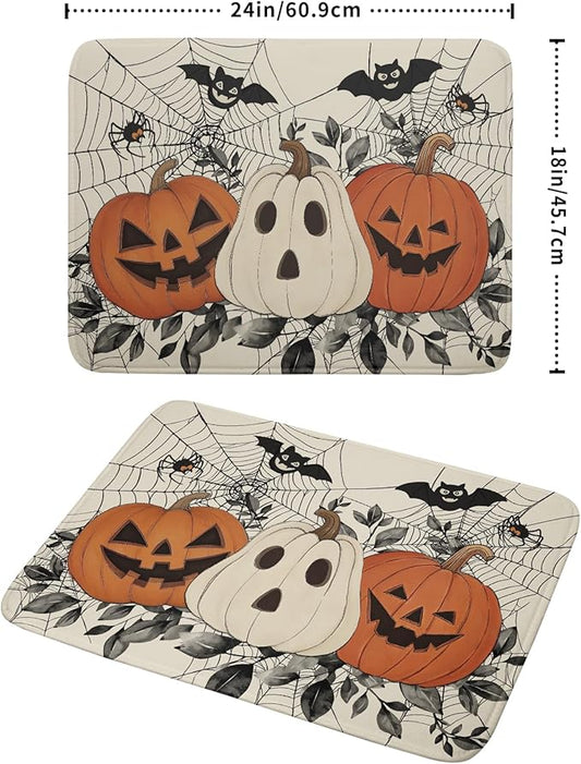 Halloween Pumpkin Dish Drying Mat for Kitchen Counter 18x24 Black Bat Spiderweb Holiday Scary Theme Absorbent Reversible Microfiber Drying Mats Kitchen Countertop Protector Dishes Drainer Pad