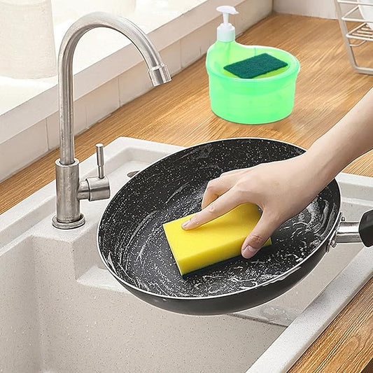 Kitchen Soap Dispenser - 2 in 1 Dish Soap and Sponge Holder, Sink Liquid Soap Pump Organizer | Dishwashing Soap Dispenser with Sponge caddyy, Refillable Soap Pump Dispenser for Kitchen Cleaning