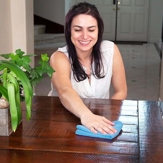 Eurow Microfiber Tear-A-Towel Cloth Roll, Reusable Paper Towel Alternative, Washable Up to 50 Times, Lint-Free, Streak-Free, for Kitchen, Auto, Home, Garage, Cleaning & Drying, 11"x12", 50-Pack, Blue