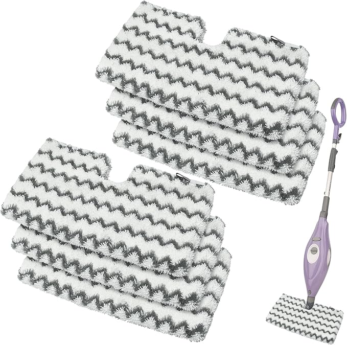6 Pack Steam Mop Replacement Pads for Shark S3500 Series Steam Mop S3501 S3601 S3550 S3901 SE450 S3801CO S3601D S2901 S2902 Steam Pocket Mop, Reusable Heavy Scrub Steam Mop Pads for Floor Cleaning