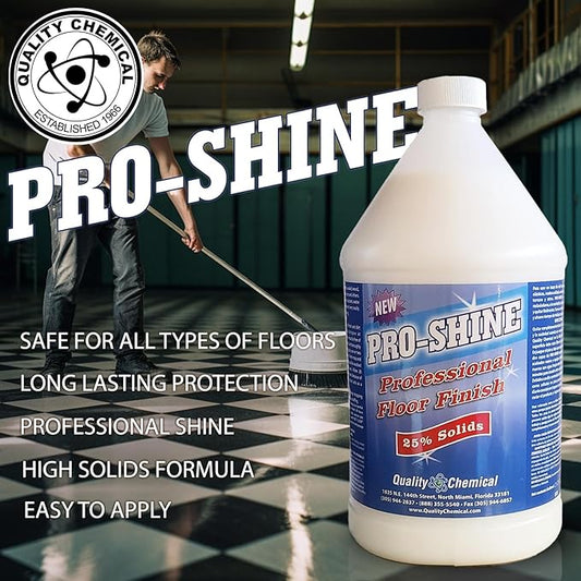 Quality Chemical Pro Shine High Solids Commercial Wet-Look Floor Finish Wax - High Shine Floor Cleaner, Future Floor Wax - Floor Wax for VCT Tile Floors, Polish & Restorer - 128 oz (Pack of 2)