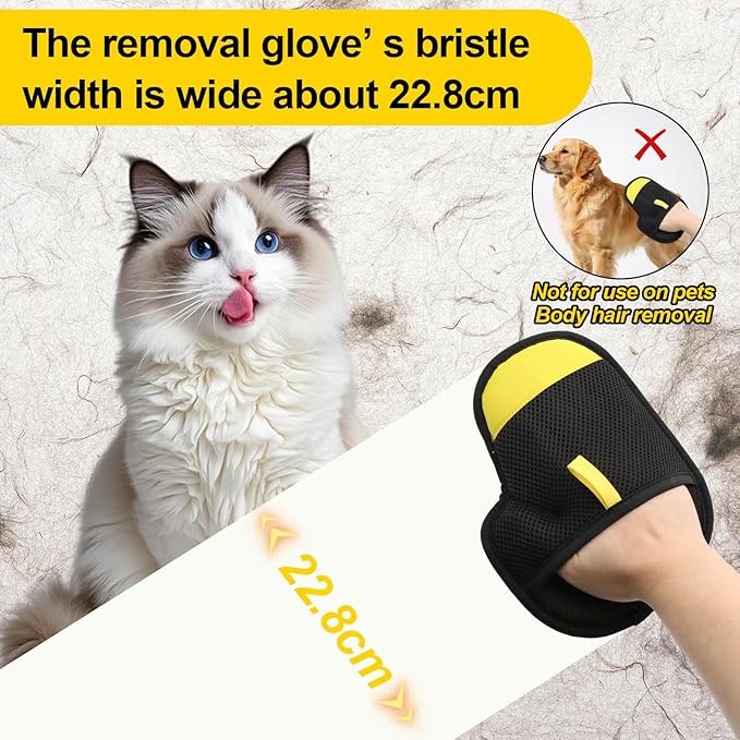 Pet Hair Removal Glove for Cats & Dogs,Upgraded Reusable Electrostatic Pet Hair Glove,Hair Remover(1 Pack Glove,1Red Lint Scraper) for Clothing,Bed,Carpet,Not for Use on Pets Direct.