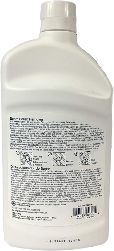 Bona Floor Polish Remover - Covers 200sqft - 32 Fl Oz