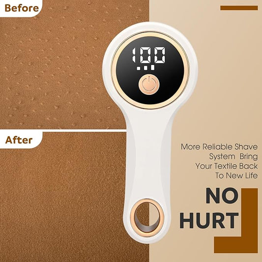 Rechargeable Fabric Shaver,Lint Remover with Digital Display,Electric Portable Sweater Shaver Lint Shaver with 3 Speeds,6 Leaf Blades,Remove Pilling from Clothes,Furniture, Couch, Sweater, Blanket…