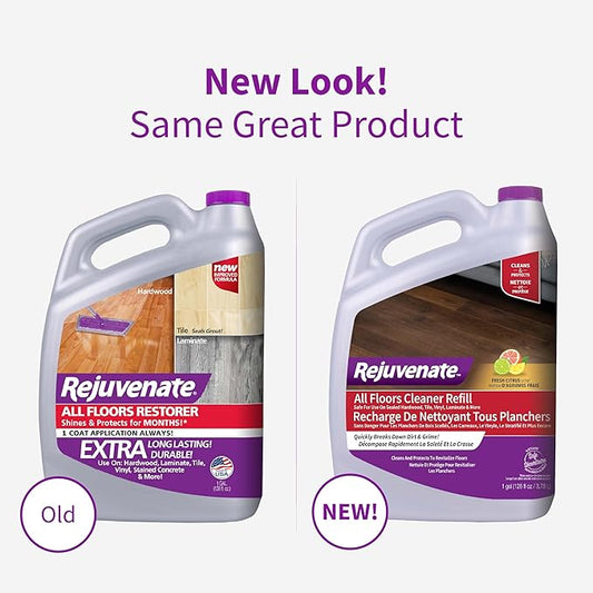 Rejuvenate All Floors Cleaner Refill, Breaks Down Dirt and Grime, Cleans and Protects Floors Throughout Your Home, Including Sealed Hardwood, Tile, Vinyl, Laminate and More, 1 Gallon