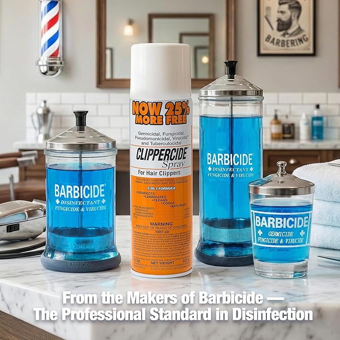 CLIPPERCIDE 5-in-1 Clipper Disinfectant Spray 15oz, 3 Pack | Cleans, Lubricates, Cools, Prevents Rust & Disinfects | Professional Clipper Spray for Barbers, Stylists & Pet Groomers | Made by BARBICIDE