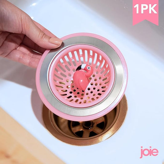 Joie Flamingo Kitchen Sink Strainer Basket, Fits All Standard Sinks, Stainless Steel, Cute Garbage Disposal Drain Cover, 4.5-Inch, Pink Flamingo