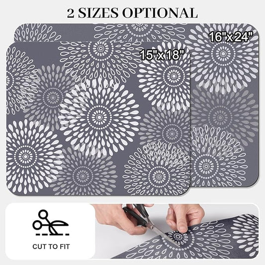 LuxStep Dish Drying Mat Super Absorbent Kitchen Counter Mat Rubber Backing Draining Mat Easy to Clean Kitchen Accessories Dish Rack Pad for Dishes, Utensils, Countertops, Sinks 16" x 24" Grey
