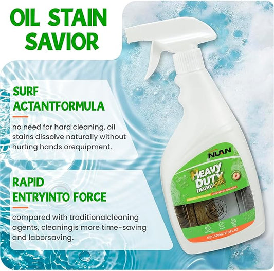NUAN Heavy Duty Degreaser Spray, 500ML Kitchen Cleaner Spray, All Purpose Cleaner Multi Purpose Degreaser Cleaner Spray Removes Grease, Grime, And Stains On Microwave & Oven & Stove Top