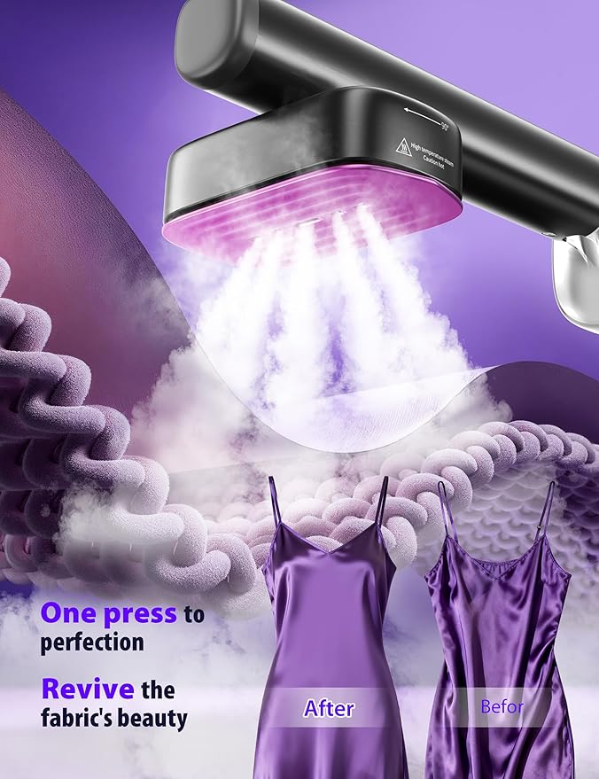 Travel Steamer for Clothes with 180 ml Water Tanks,15s Fast Heat-up,24 g/min Strong Steam Performance, Portable Garment Steamer with Touch Control, LED Display, Steam Iron(Gray Gold)