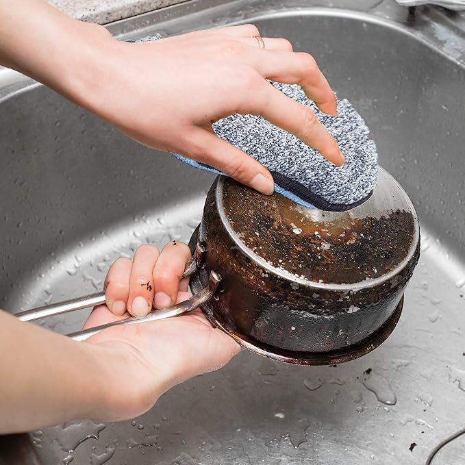 Multi-Purpose Scrub Sponges for Kitchen by Scrub- it - Non-Scratch Microfiber Sponge Along with Heavy Duty Scouring Power - Effortless Cleaning of Dishes, Pots and Pans All at Once(6 Pack, Large)