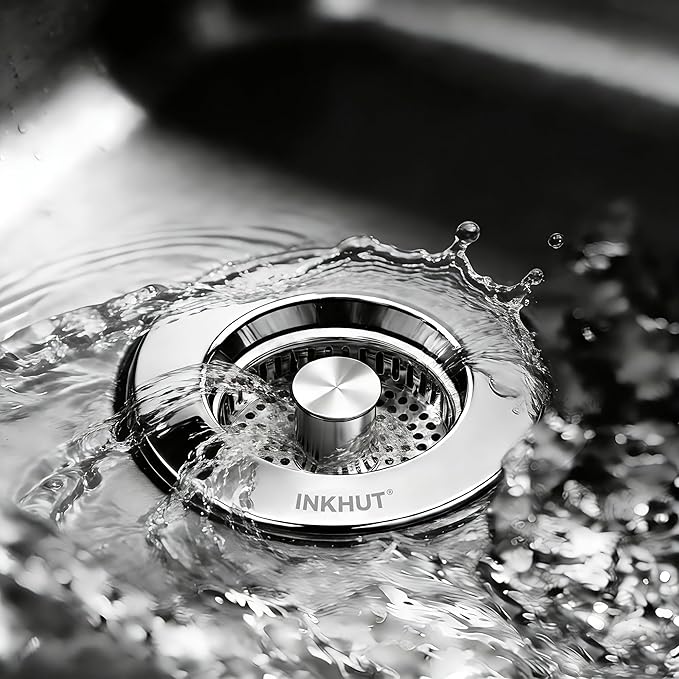 Upgraded 3 in 1 Kitchen Sink Drain Strainer - Stainless Steel Sink Stopper, Anti-Clogging Sink Food Catcher Basket, Fast Drainage Odor Filter Sink Plug for US Standard 3 1/2 inch Drain (Silver-1Pack)