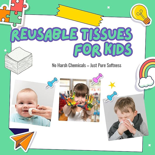 18 Reusable Tissues with 2 extra tissue, Travel Size Cloth Tissue Pack Made of Soft Cotton- Washable Facial White handkerchiefs - Eco Friendly Fabric with Zero Waste Cloths