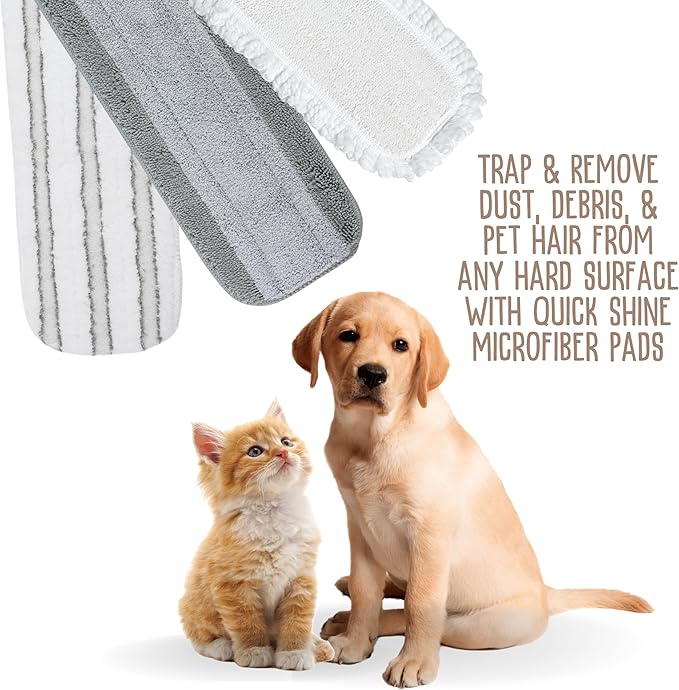 Quick Shine Wet + Dry Pad | Dual-Zone Gray Microfiber Pad Ideal for Wet & Dry Cleaning | Enhanced Absorbency | Reusable, Washable & Safe for All Hard Surface Floors