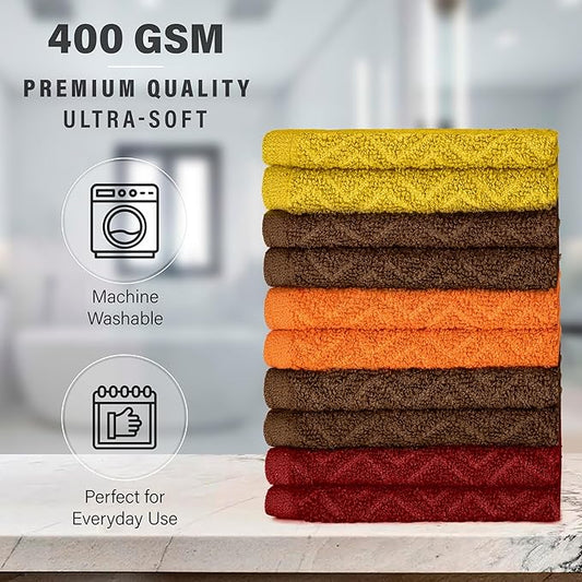 DecorRack 10 Pack 100% Cotton Dish Cloth, Luxurious Soft, 12 x 12 inch Ultra Absorbent, Machine Washable Premium Quality Kitchen Towels, Rustic Colors (10 Pack)