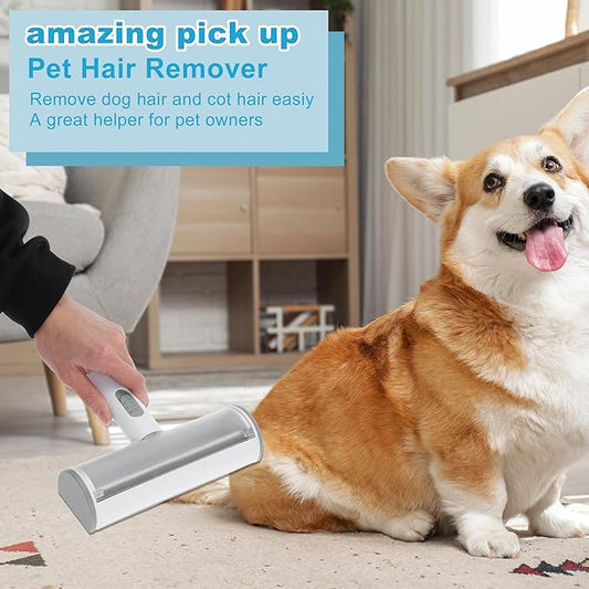 Pet Hair Removal Tool, Lint Roller for Pet Hair, Carpet Rake, Pet Hair Remover Roller for Furniture Couch Bed Car Seat, Light Gray