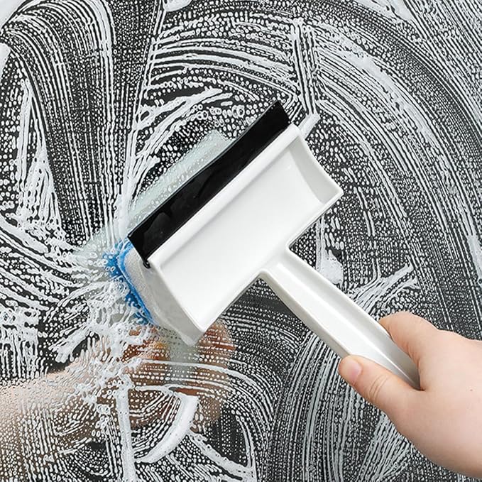SECFOU Double-Sided Glass Squeegee Cleaning Brush, Multifunctional Window and Mirror Cleaner for Bathroom and Kitchen, Household Streak-Free Glass Wiper Tool