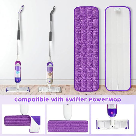 6 Pack Reusable Mop Pads for Swiffer PowerMop, Super Absorption, Multi-Surface Hardwood Floor Cleaning, Machine Washable Up to 100 Times, Durable, Suitable for All Finished Floors