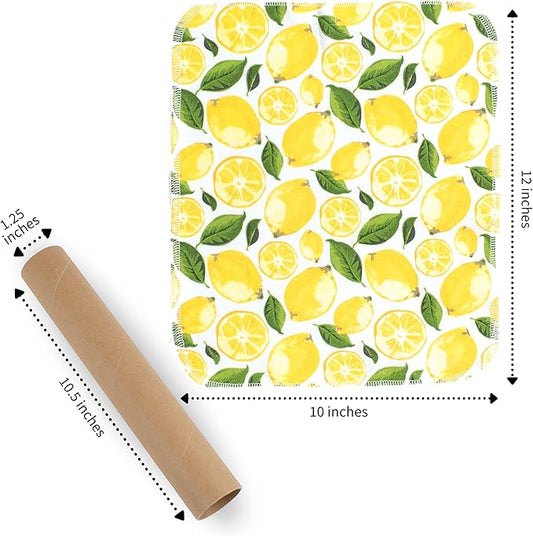 The Useless Brand Reusable Paper Towels Roll | 12 Eco Friendly Washable Cotton Flannel Towels w/Cardboard Roll | Zero Waste & Sustainable | Fits on Most Holders (Lemons, 12 Pack)
