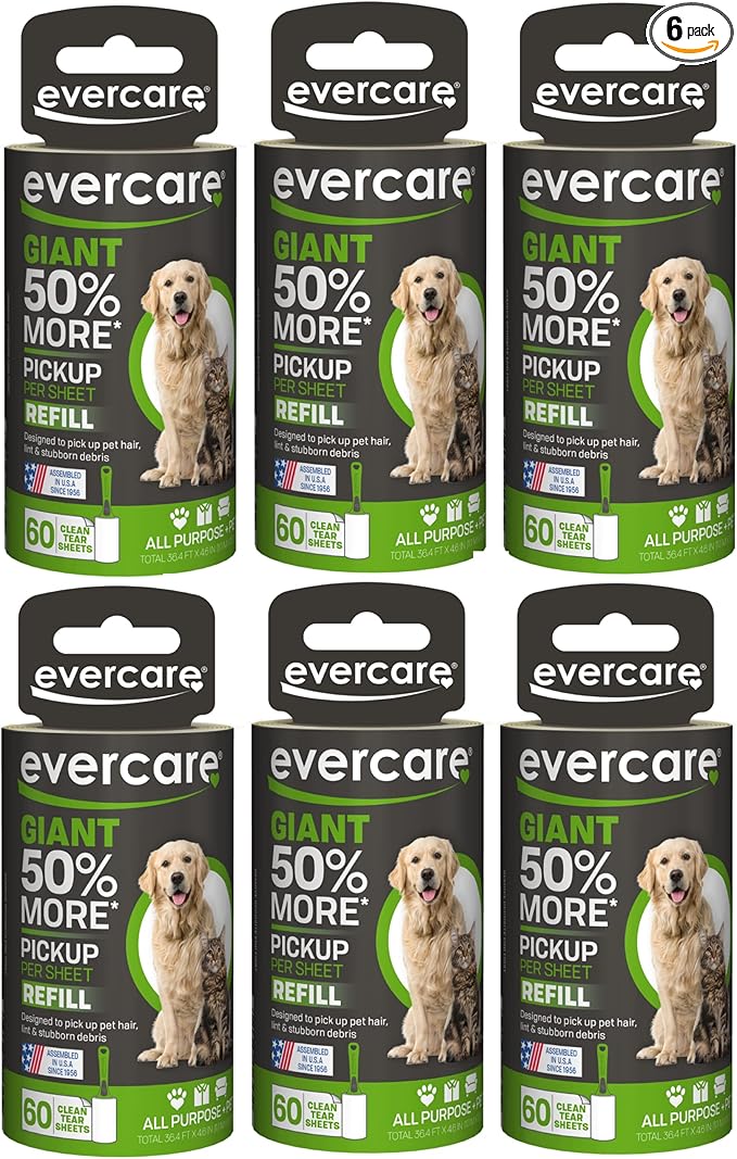 Evercare Giant PET Hair Roller REFILL - 6 Pack