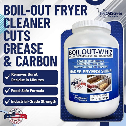32LB Boil-Out Whiz Deep Fryer Cleaner - Degreaser Powder for Commercial Kitchen Cleaning Oil Saver - Deep Fryer Pot & Coil Safe - Extend Oil Life, Save Time & Energy - by FryOilSaver Co