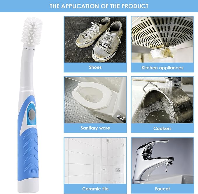 Electric Battery Powered Scrub Brush, Cordless Electric Cleaning Brush, Multi-Purpose Power Scrubber with 5 Brush Heads & 3 Sponge Pads Home, Kitchen, Bathroom, Grout, Tile, Shower, Tub