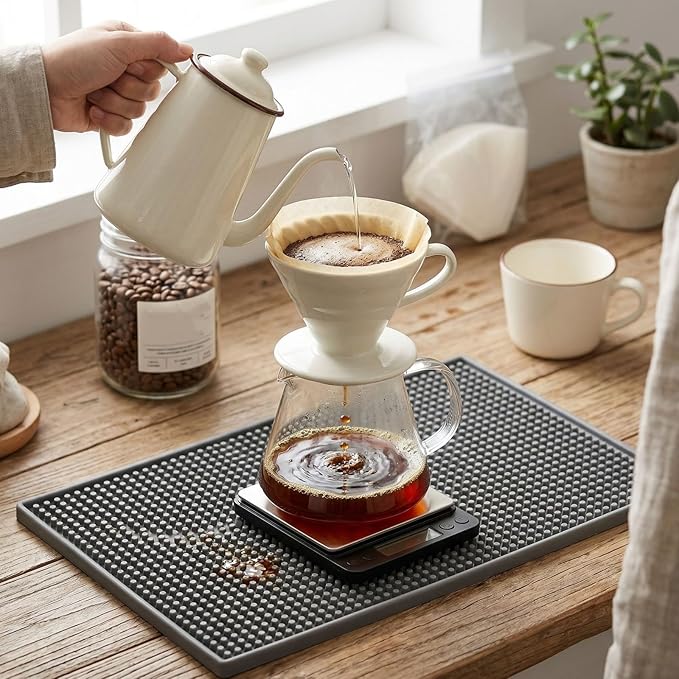 Tebery 3 Pack Rubber Bar Mat 18 x 12, Thick Durable and Stylish Bar Service Spill Mat, Non Slip Non-Toxic Grey Service Mat for Coffee, Bars, Restaurants Counter Top