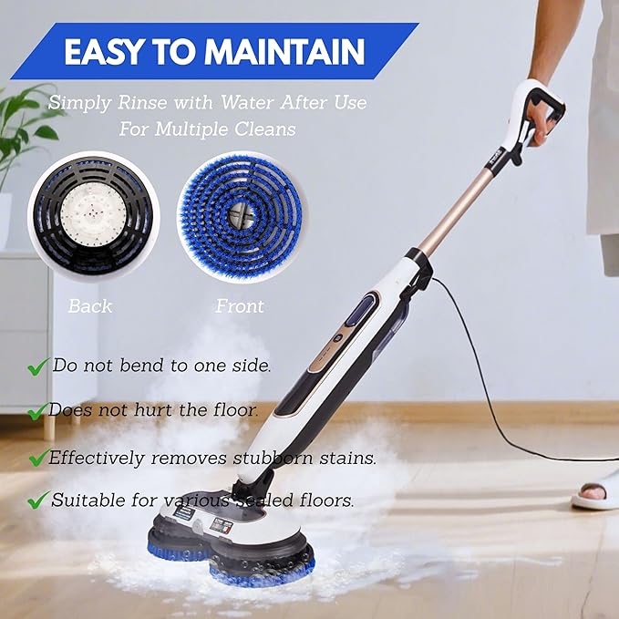 Frescares S7001 Upgraded Replacement Steam Mop Brush Head for Shark,S8201 S8001 S7000 S7201 S7000AMZ S7005 S7020 S7001C Scrubbing and Sanitizing Hard Floor Steam Mop Pads (2Blue)