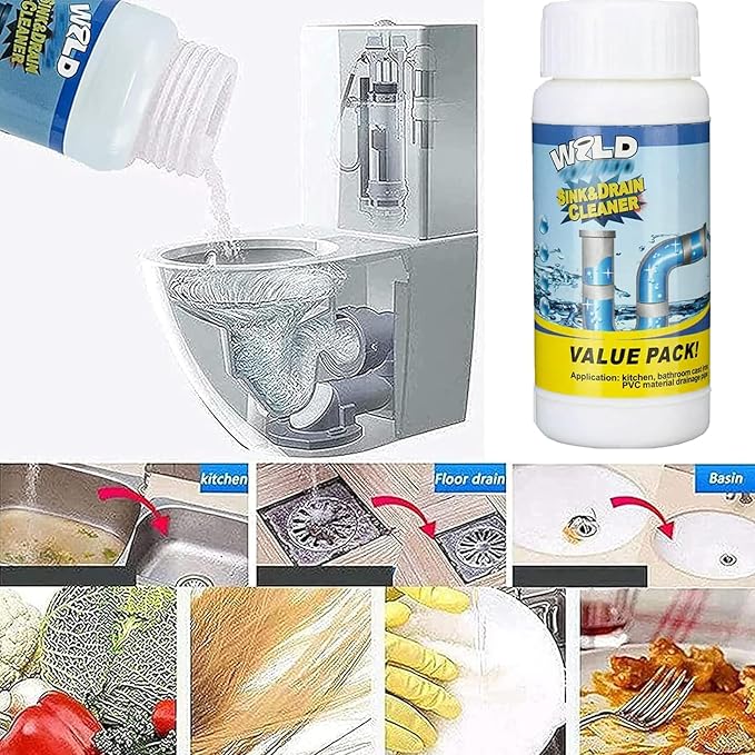Wild Tornado Drain - Ivyever Drain Cleaner, World Quick Pass Sink & Drains Cleaner, Portable Powder Cleaning Tool for Kitchen Toilet Pipe Dredging (2pcs)