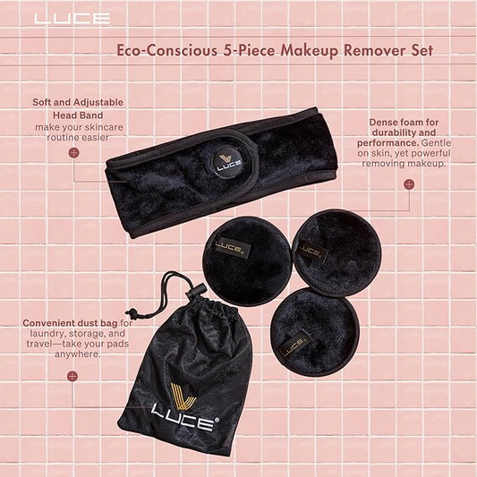 LUCE Makeup Remover Pads Reusable – First Velour Microfiber Makeup Remover Cloth, Eco-Friendly Washable Design, Ultra-Soft for All Skin Types