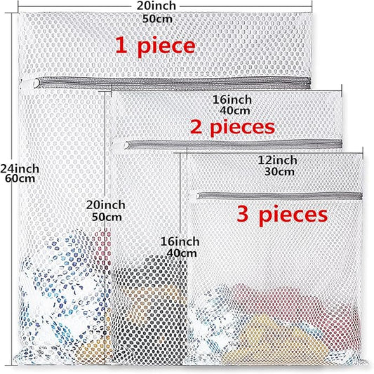 Mesh Laundry Bags for Delicates, Honeycomb Design, 3-Piece Set (3 sizes)