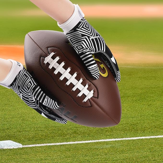 Youth Football Gloves Kids Silicone Grip Receiver Gloves with Super Stick Ability for Best Game Experience