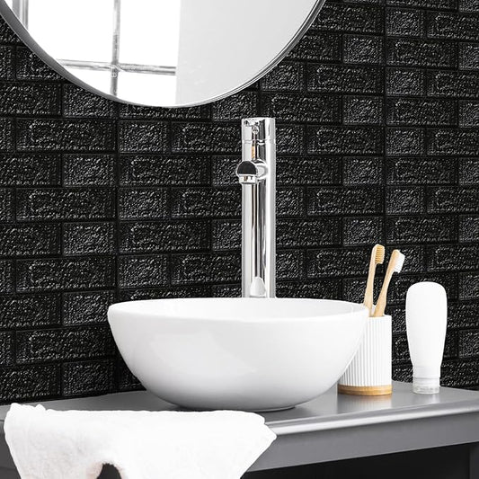 10PCS 3D Wall Panels Peel and Stick Foam, Self-Adhesive Decorative 3D Brick Wallpaper Wall Covering, Faux Stone Wall Panel Foam Brick for Living Room, Kitchen, Bathroom