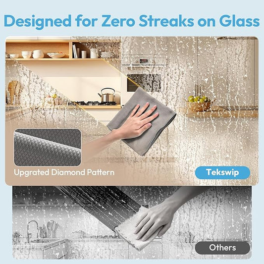 Professional Auto Detailing Microfiber Cloths 6 Pack, 15.5"x15.5" Glass Cleaning Towels for Car Windshield, Window and Interior, Lint Free Streak Free Polishing Rags for High Gloss Shine