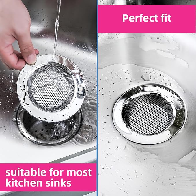 1 Pack Sink Strainer for Most Kitchen Sink Drain Basket, Upgraded Double-Layer Safe Design Kitchen Sink Strainer (Outer Diameter 4.5 Inch)