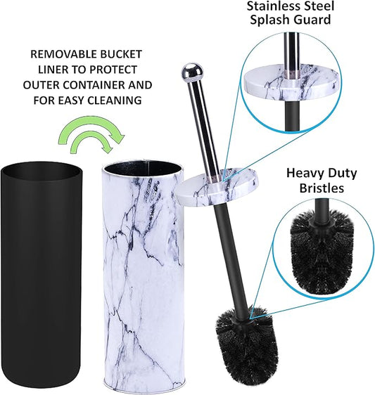 Deep & Sturdy Toilet Bowl Brush with Holder - Durable Scrubbing - Toilet Cleaners - Household Essentials - Silicone Brush - Bathroom Cleaner - Cleaning Supplies - Household Supplies, White