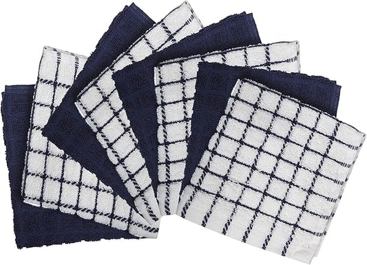 Bumble Dish Cloths (8 Pack) | 12" x 12" | 100% Cotton Kitchen Towels | 405 GSM | Soft, Highly Absorbent & Durable Dish Towels for Kitchen | Navy