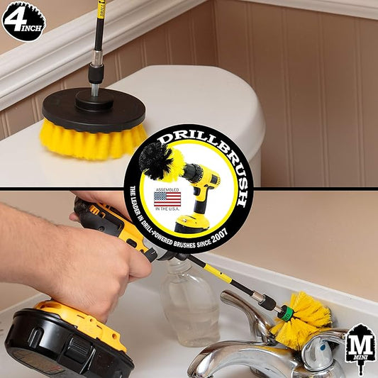 Bathroom Accessories - Cleaning Supplies - Drill Brush - Grout Cleaner - Shower Cleaner - Scrub Brush for Shower - Tile Cleaning Brush - Bathroom Cleaning Tools - Drill Brush Attachment Set - Bathtub